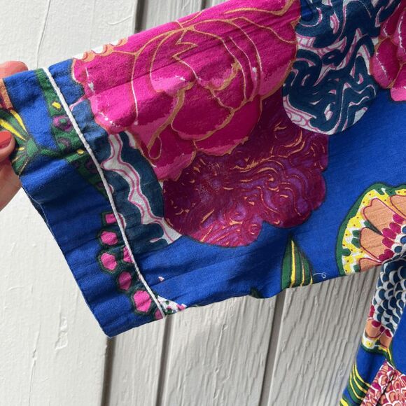 Vintage Lightweight Cotton Robe – Bold Floral Print, Belted Kimono Style - Picture 6 of 10